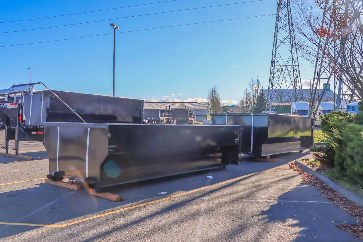 Roll-off dumpster ready for waste disposal at job site for Cleanout Dumpster Rental in Courtland